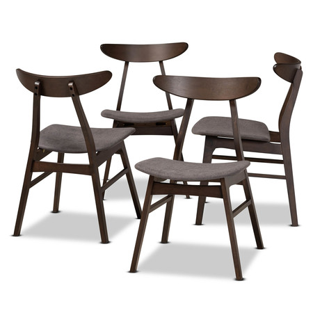 BAXTON STUDIO Britte Dark Grey Upholstered Dark Oak Wood 4-Piece Dining Chair Set 161-10467